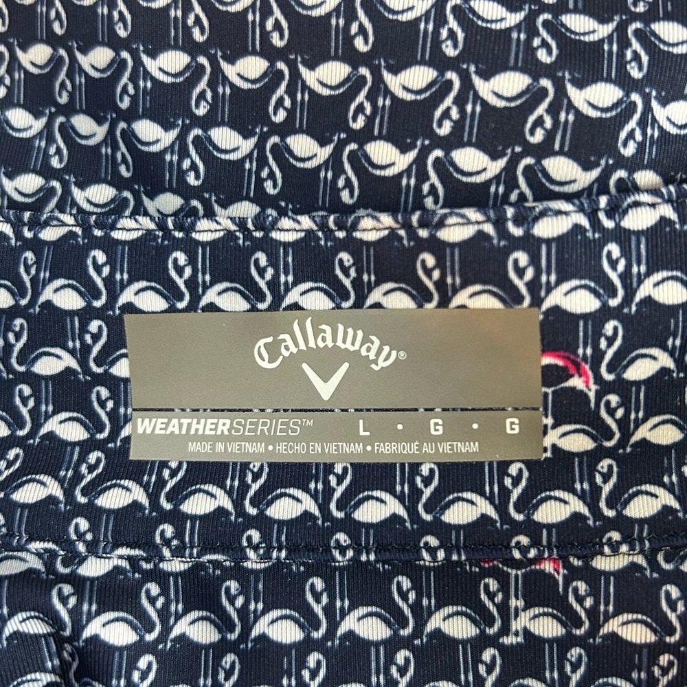 Callaway Golf women’s pullover, flamingo print. Blue, white, pink, women’s Large - Picture 4 of 6